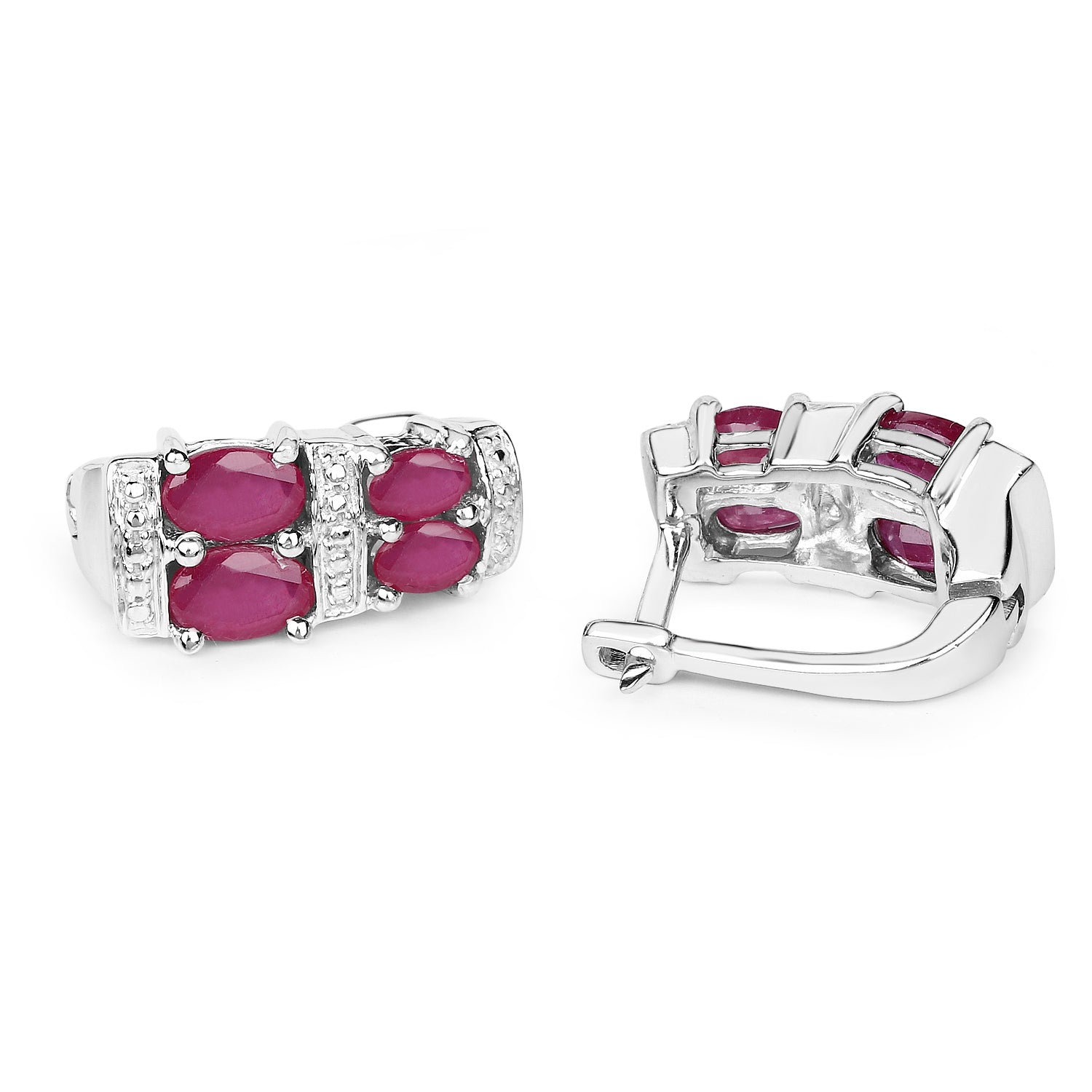 3.20 Carat Glass Filled Ruby .925 Sterling Silver Earrings on sale at MyriadMart