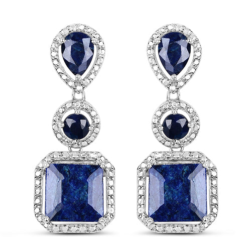 11.62 Carat Dyed Sapphire .925 Sterling Silver Earrings on sale at MyriadMart