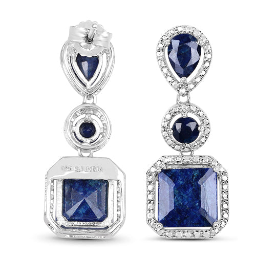 11.62 Carat Dyed Sapphire .925 Sterling Silver Earrings on sale at MyriadMart