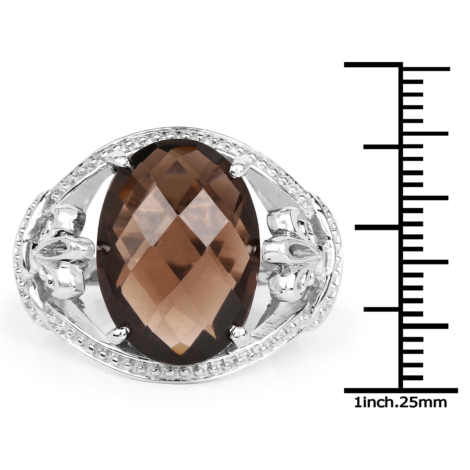 10.50 Carat Genuine Smoky Quartz .925 Sterling Silver Ring on sale at MyriadMart