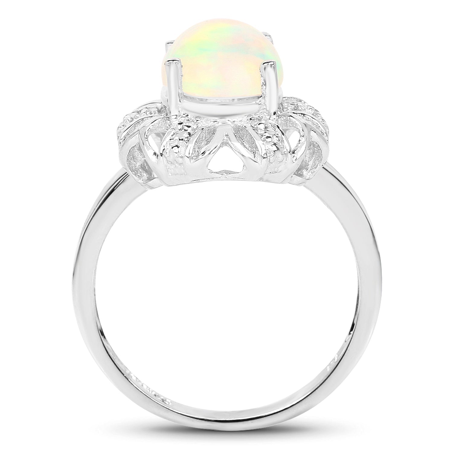 1.73 Carat Genuine Ethiopian Opal & White Topaz .925 Sterling Silver Ring on sale at MyriadMart