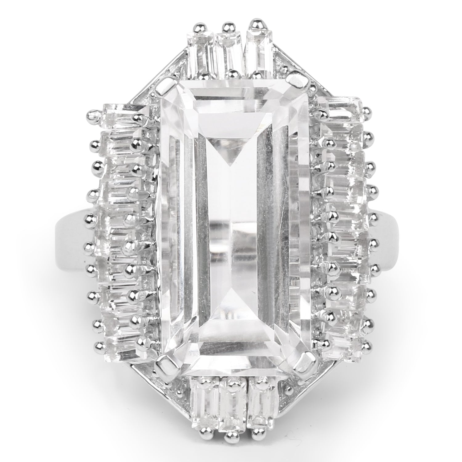 9.77 Carat Genuine Crystal Quartz & White Topaz .925 Sterling Silver Ring on sale at MyriadMart