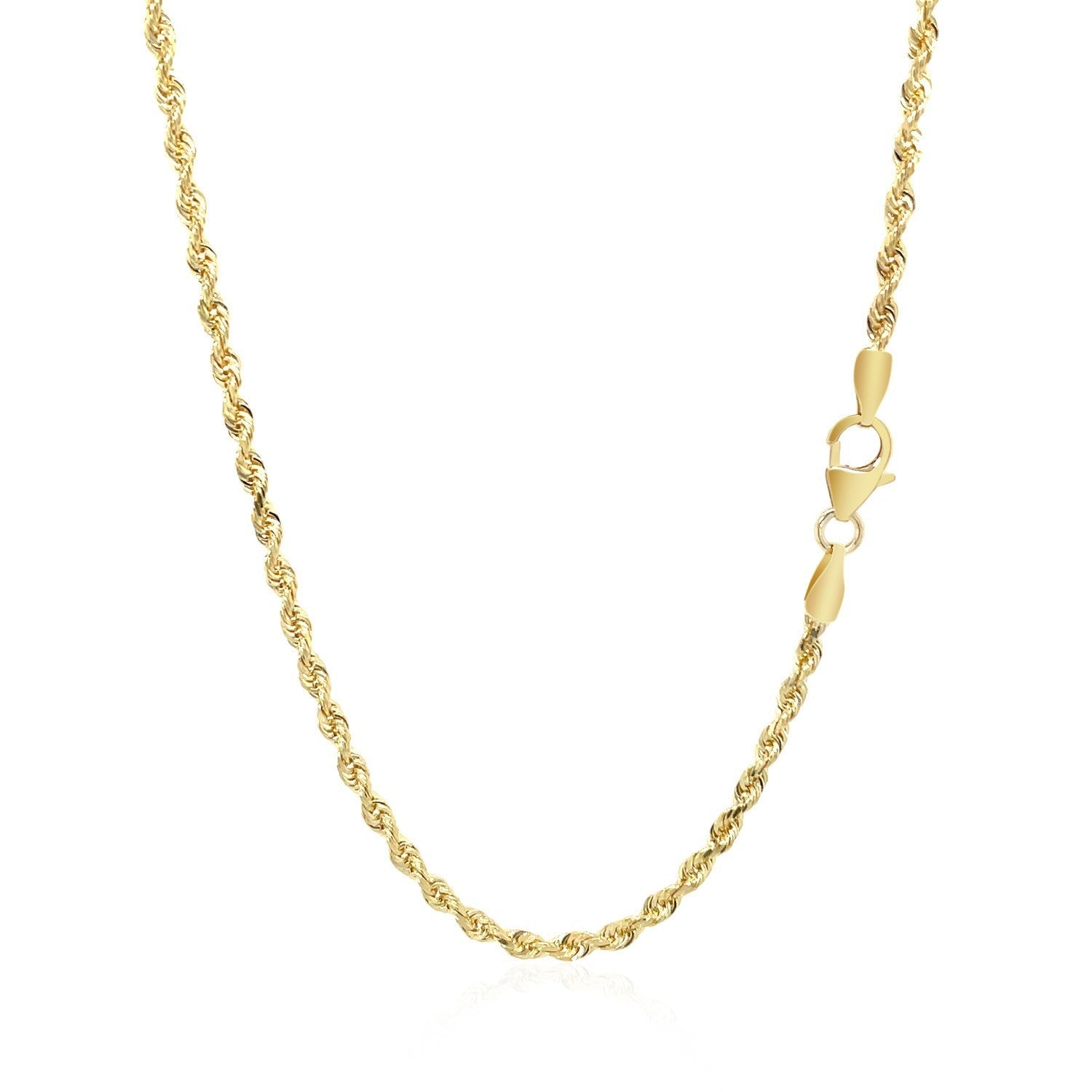 2.5mm 14k Yellow Gold Solid Diamond Cut Rope Chain on sale at MyriadMart