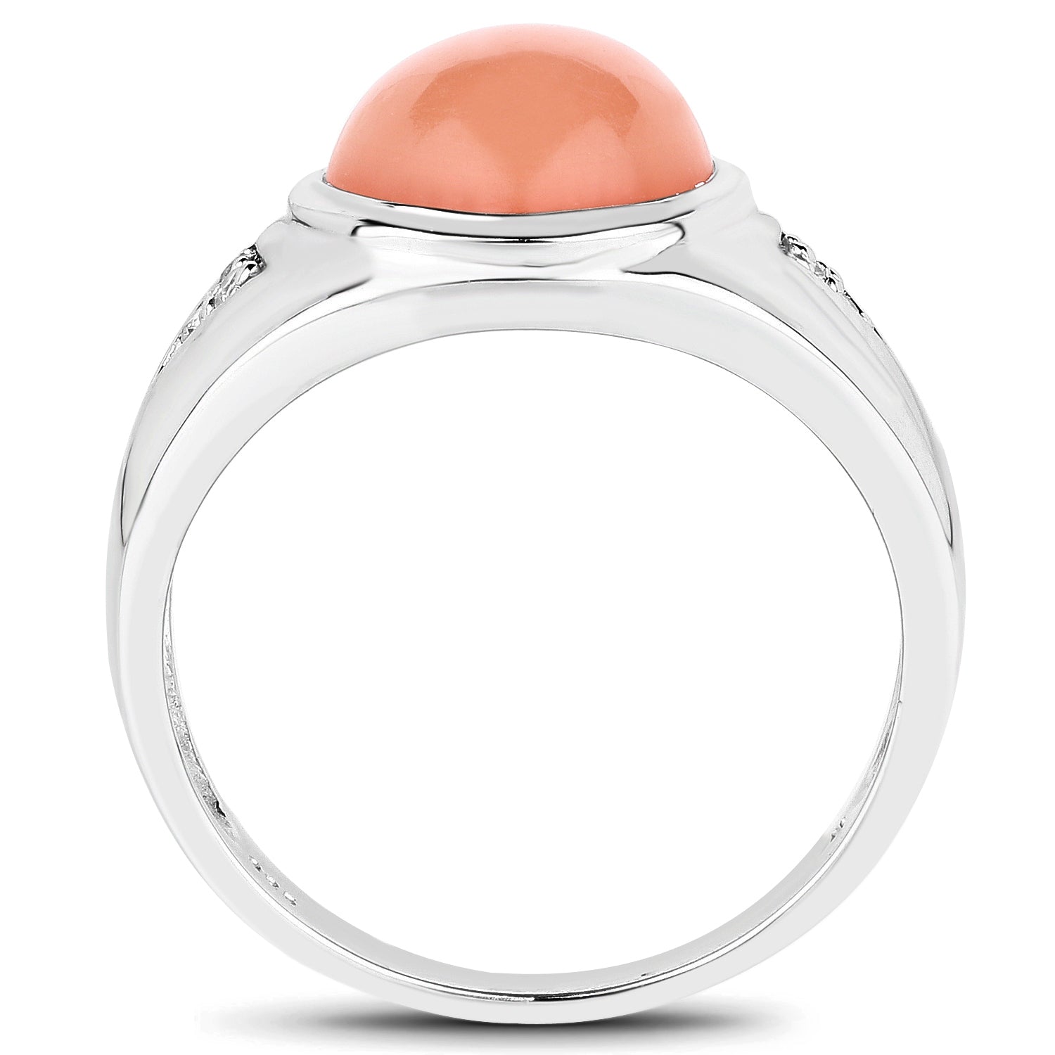 6.59 Carat Genuine Peach Moonstone and White Topaz .925 Sterling Silver Ring on sale at MyriadMart