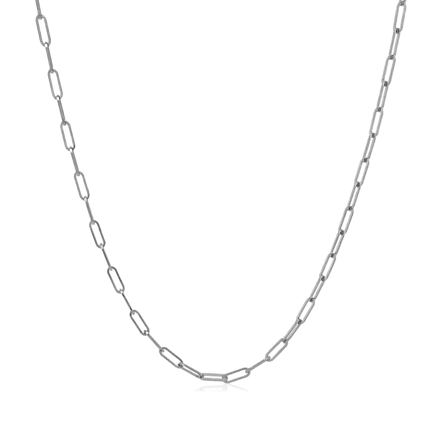 14K White Gold Fine Paperclip Chain 1.5mm on sale at MyriadMart