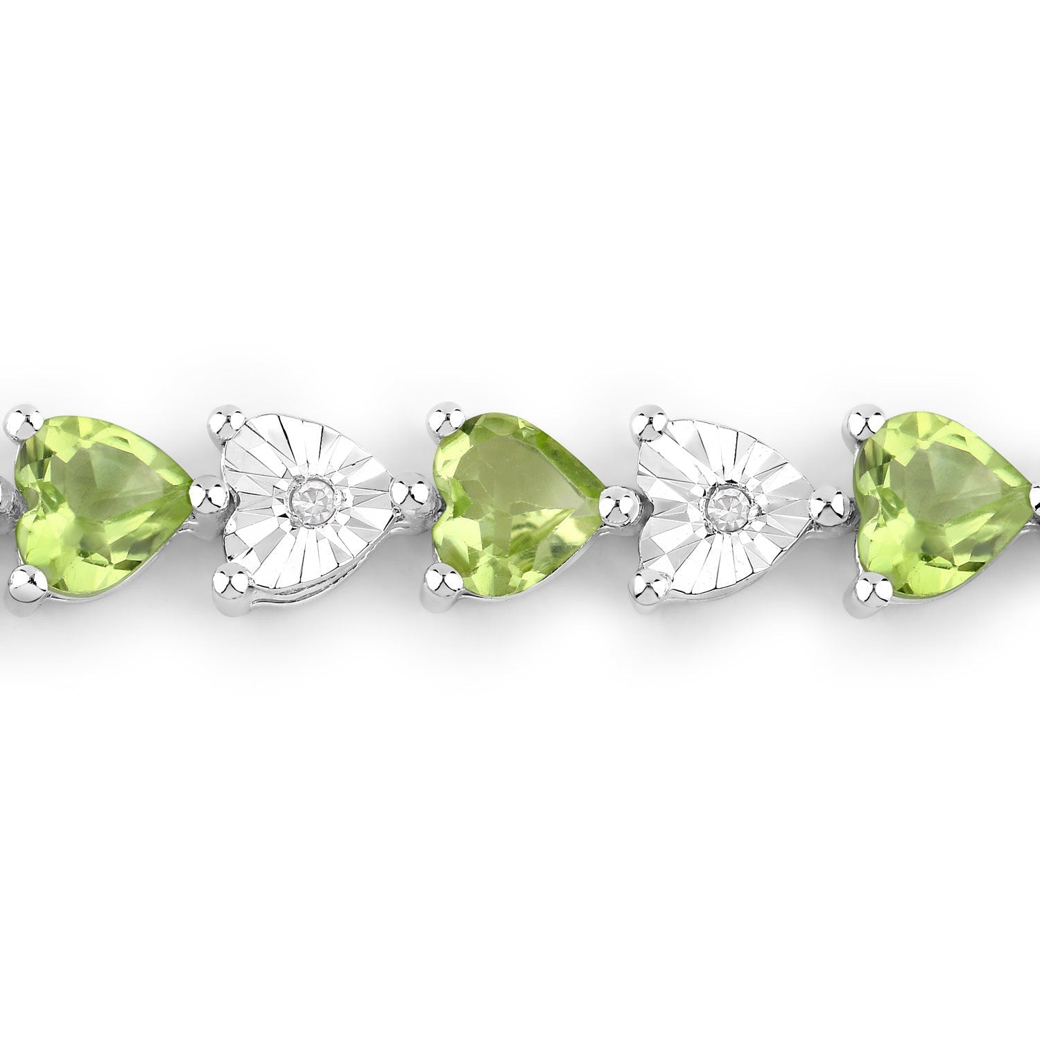 6.74 Carat Genuine Peridot and White Diamond .925 Sterling Silver Bracelet on sale at MyriadMart