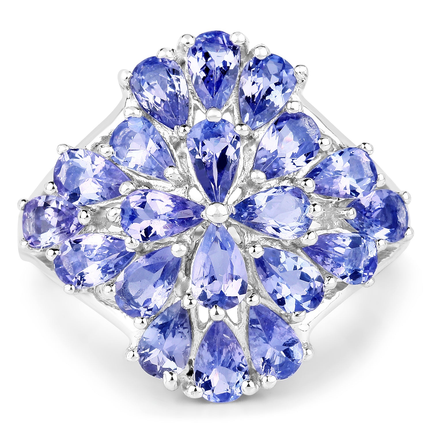 4.20 Carat Genuine Tanzanite .925 Sterling Silver Ring on sale at MyriadMart