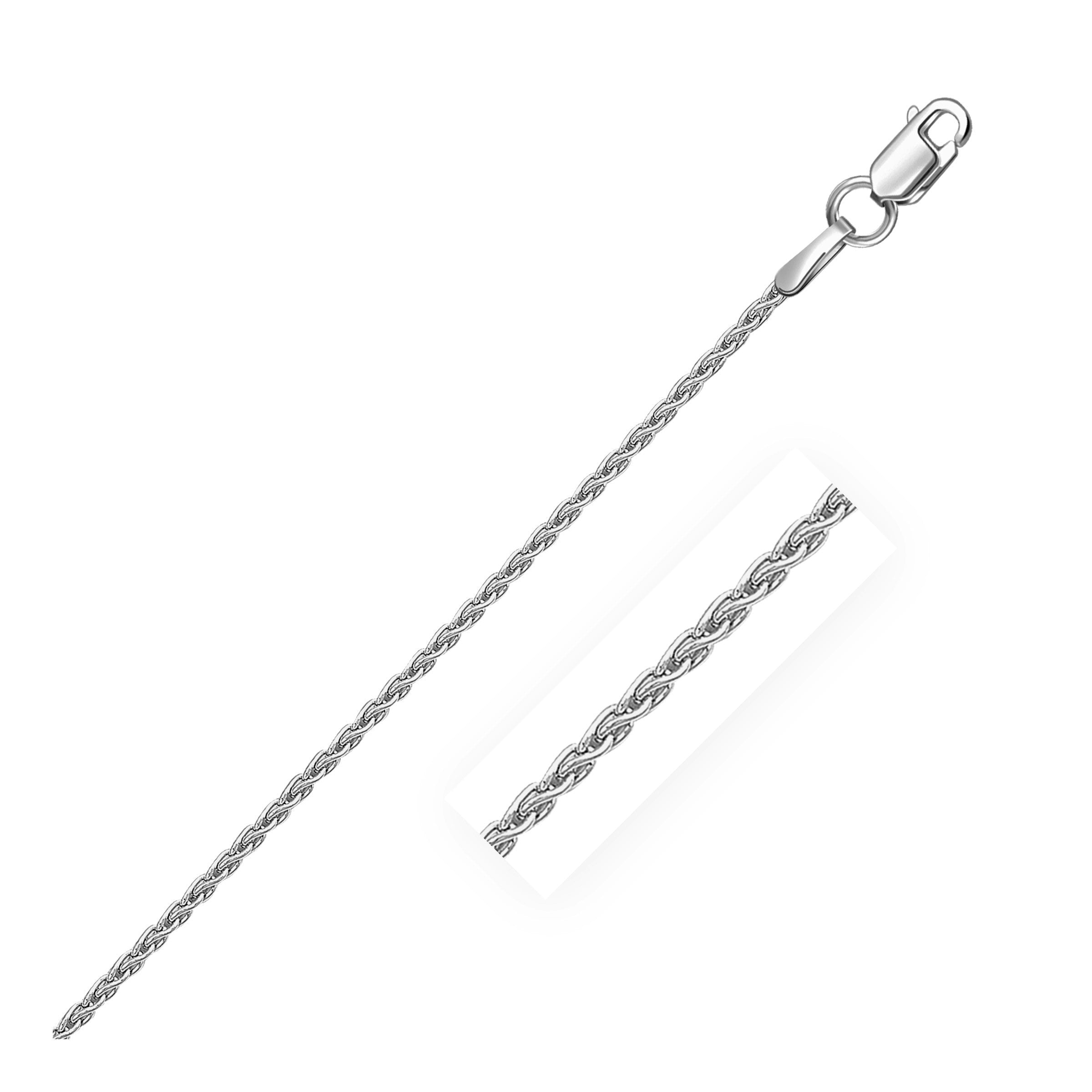 Sterling Silver Rhodium Plated Wheat Chain 1.3mm on sale at MyriadMart