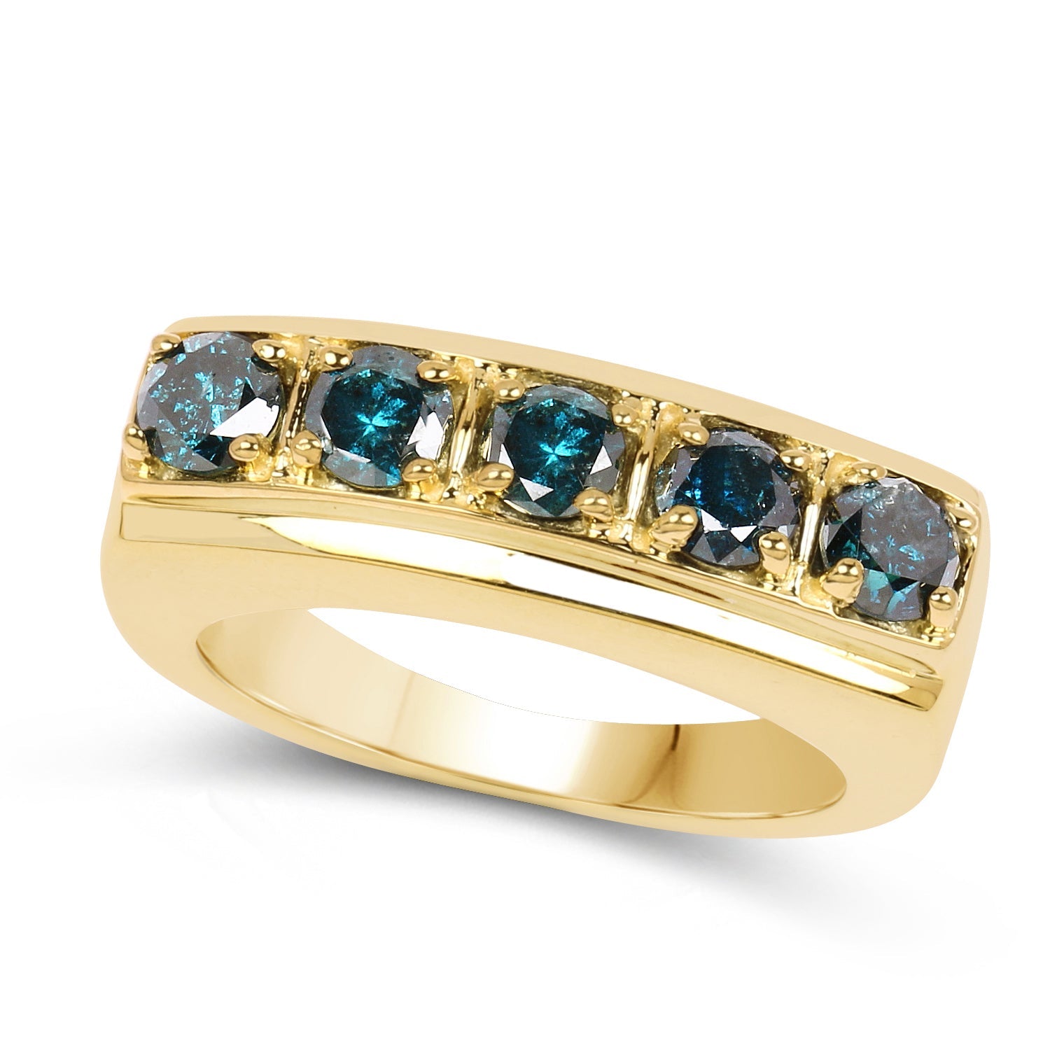 14K Yellow Gold Plated 1.25 Carat Genuine Blue Diamond .925 Sterling Silver Ring on sale at MyriadMart