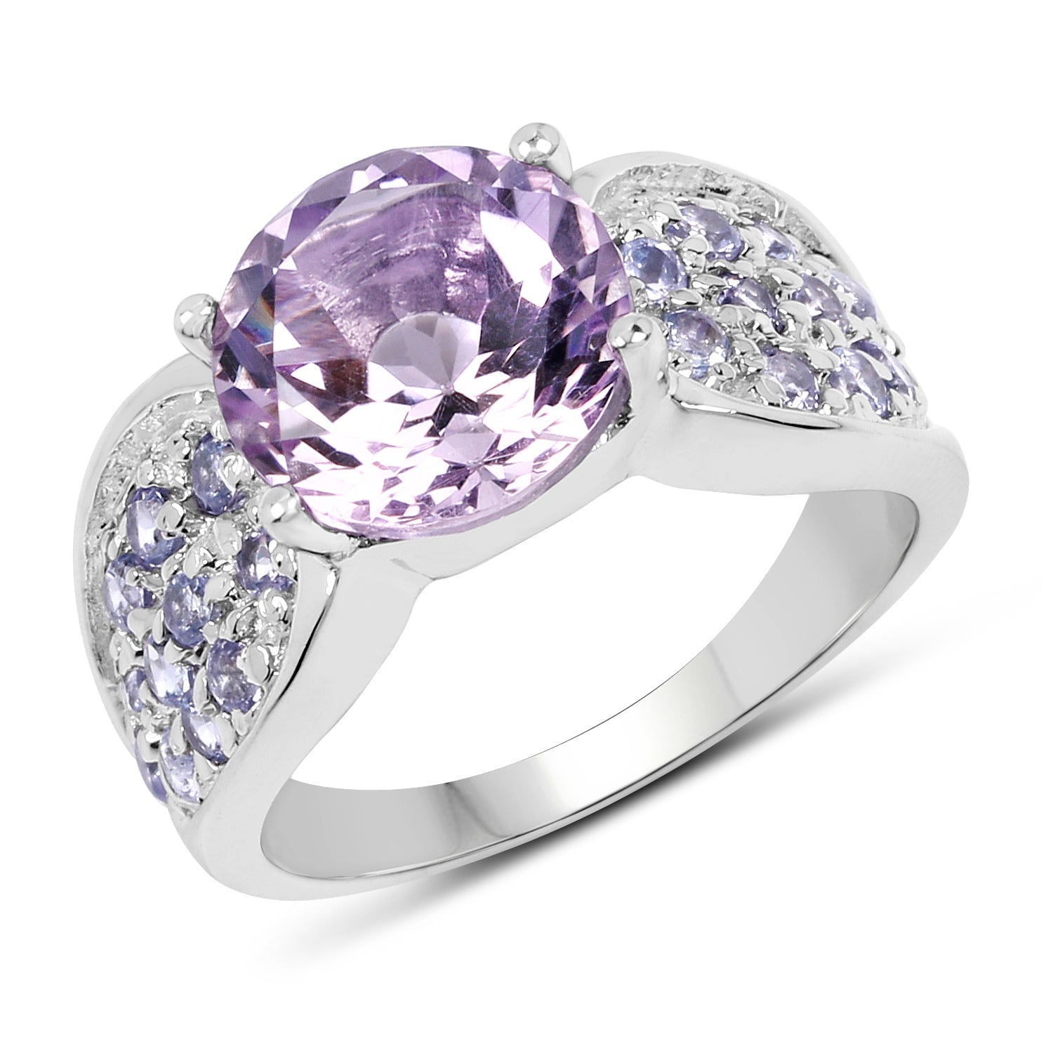 4.07 Carat Genuine Amethyst & Tanzanite .925 Sterling Silver Ring on sale at MyriadMart