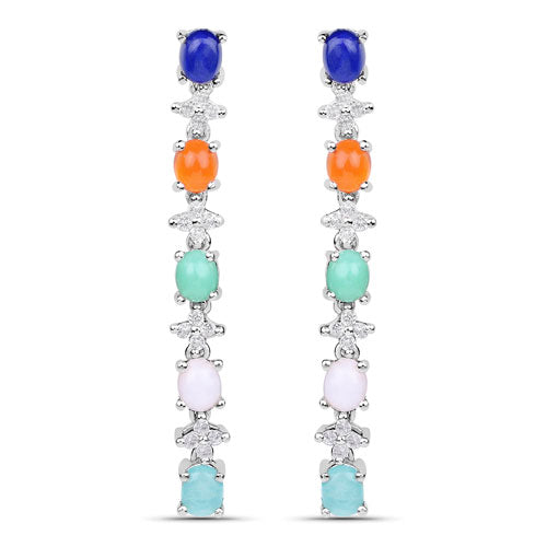 4.40 Carat Genuine Multi Stone .925 Sterling Silver Earrings on sale at MyriadMart