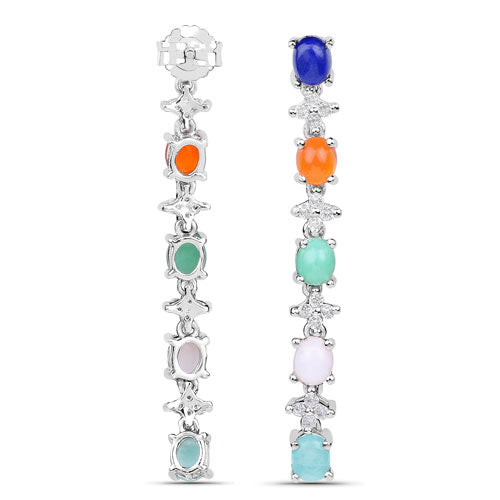 4.40 Carat Genuine Multi Stone .925 Sterling Silver Earrings on sale at MyriadMart