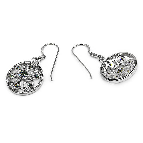 0.18 Carat Genuine Blue Diamond .925 Sterling Silver Earrings on sale at MyriadMart