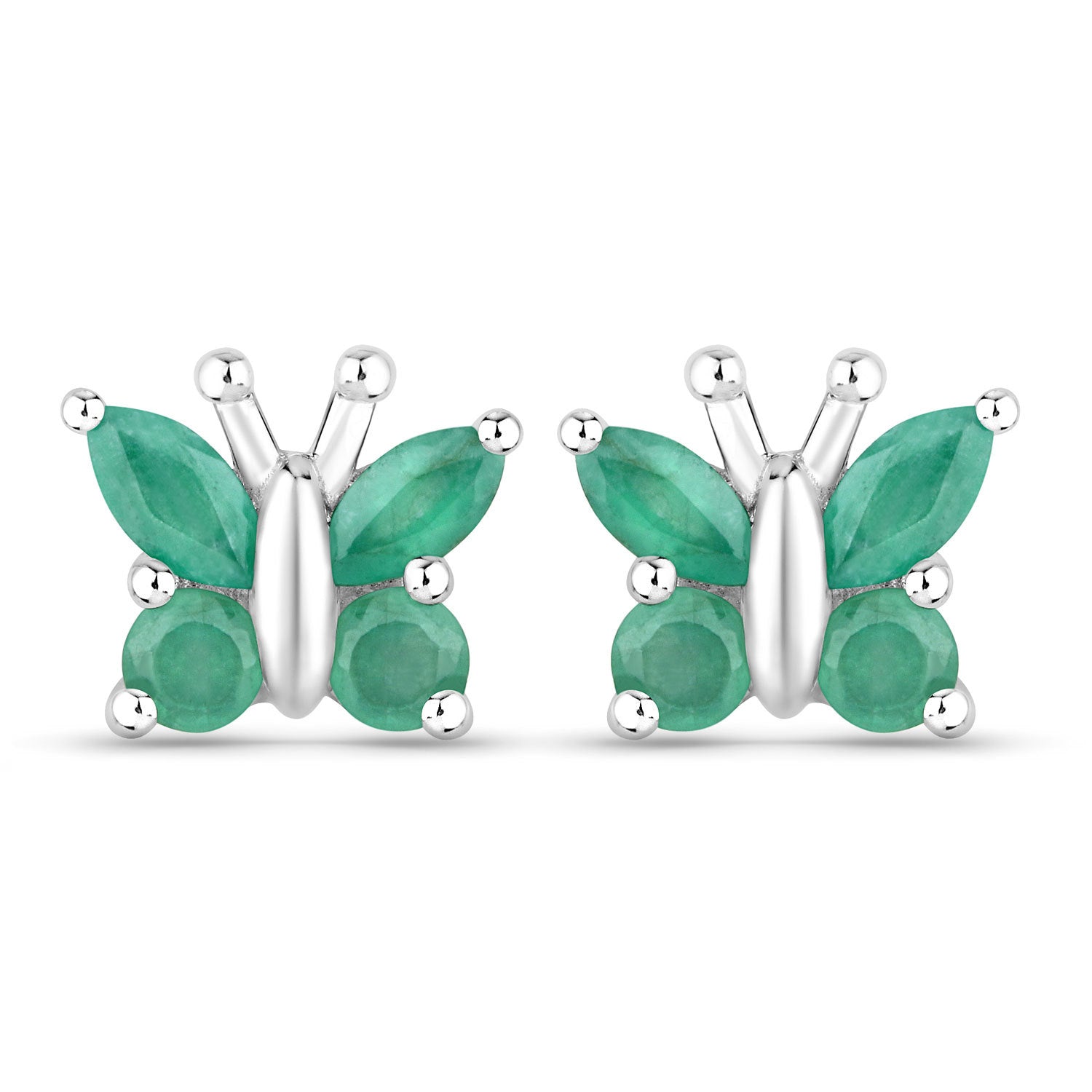 0.88 Carat Genuine Emerald .925 Sterling Silver Earrings on sale at MyriadMart