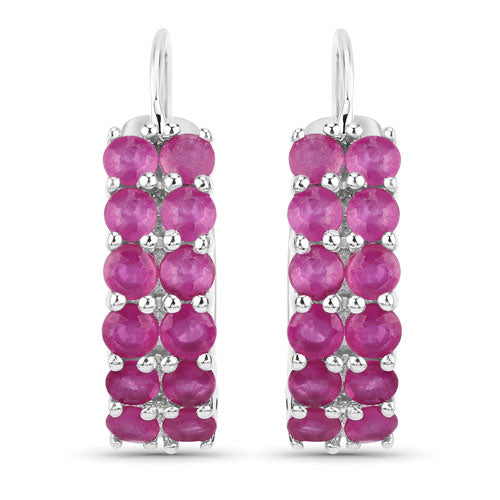 3.12 Carat Genuine Ruby .925 Sterling Silver Earrings on sale at MyriadMart