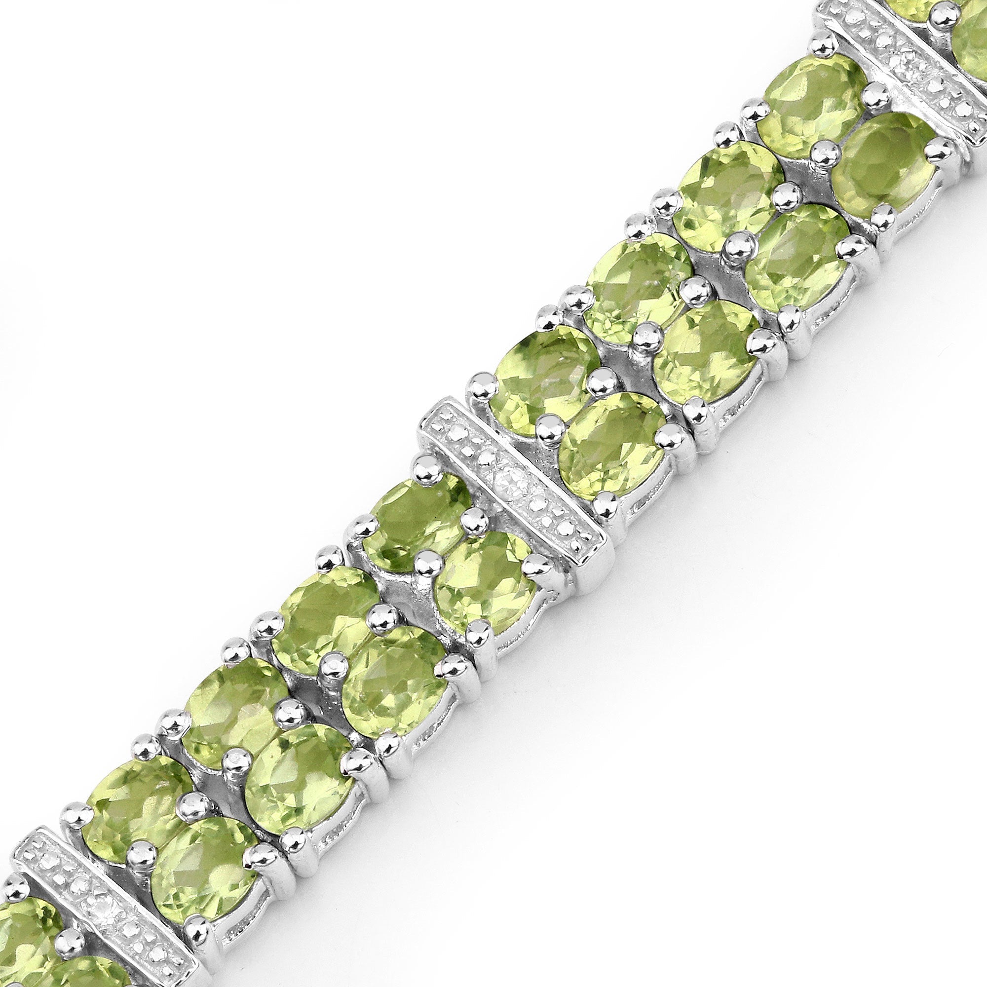 12.97 Carat Genuine Peridot and White Topaz .925 Sterling Silver Bracelet on sale at MyriadMart