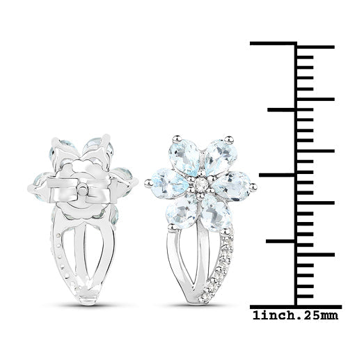 1.54 Carat Genuine Aquamarine and White Topaz .925 Sterling Silver Earrings on sale at MyriadMart
