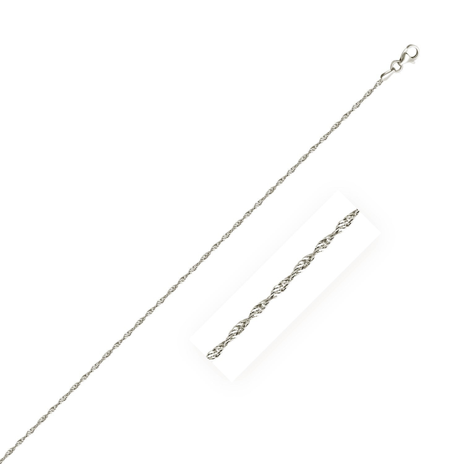 Sterling Silver 1.6mm Singapore Style Chain on sale at MyriadMart