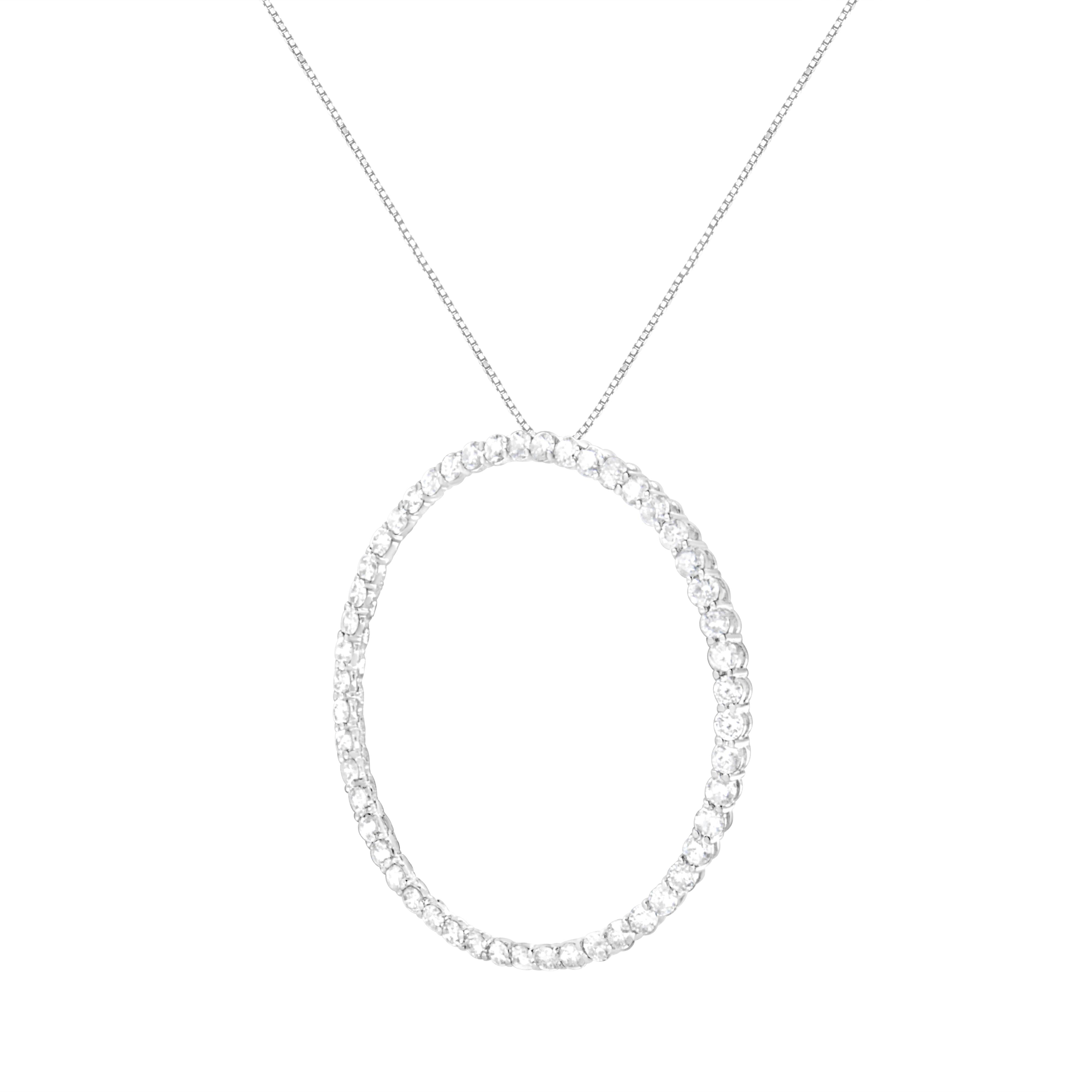 .925 Sterling Silver 4 cttw Prong Set, Round-Cut Diamond Open Circle Hoop 18" Pendant Necklace J-K Color, I1-I2 Clarity on sale at MyriadMart