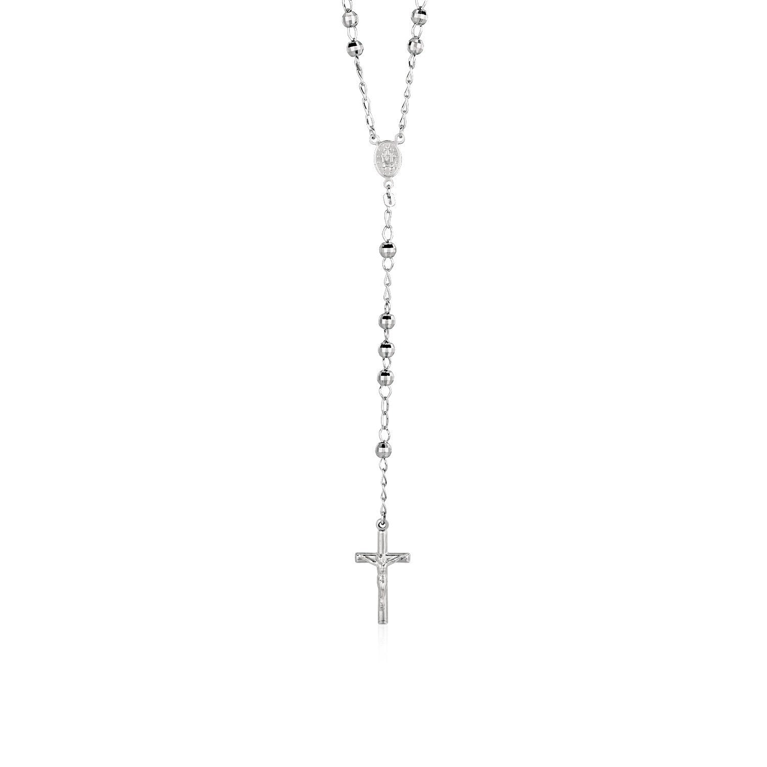 Rosary Chain and Large Bead Necklace in Sterling Silver on sale at MyriadMart