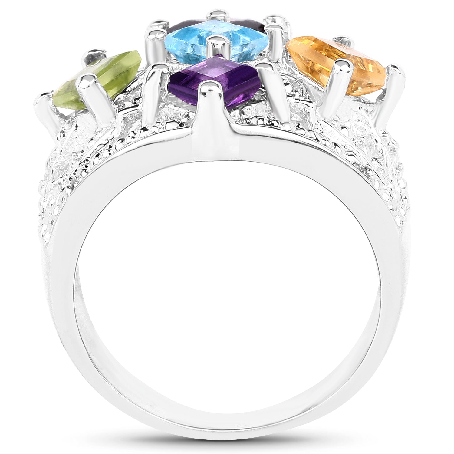 1.67 Carat Genuine Multi Stone .925 Sterling Silver Ring on sale at MyriadMart