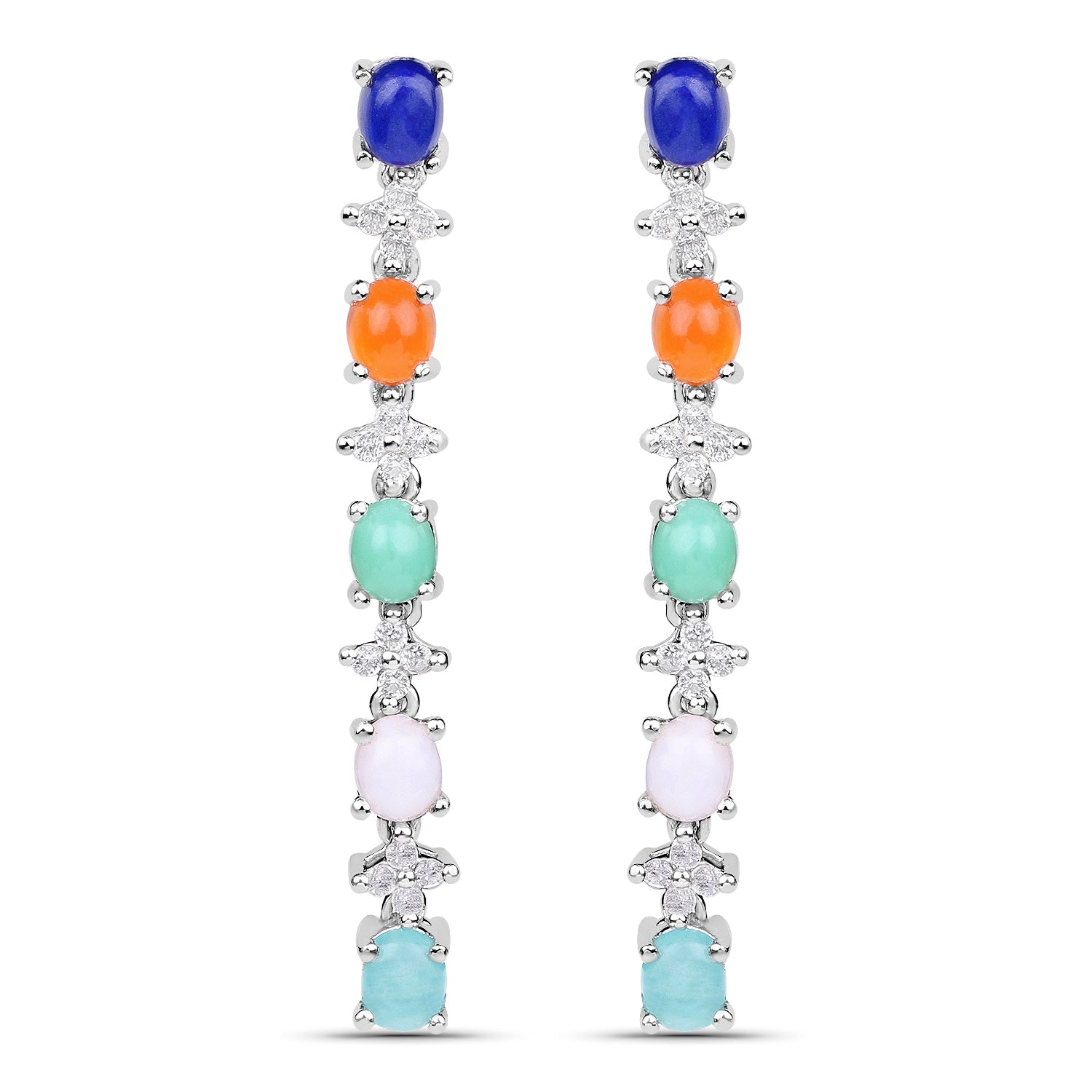 4.40 Carat Genuine Multi Stone .925 Sterling Silver Earrings on sale at MyriadMart