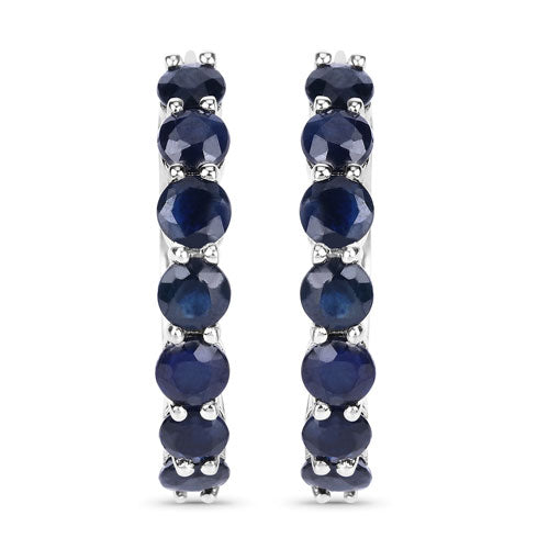 2.66 Carat Genuine Blue Sapphire .925 Sterling Silver Earrings on sale at MyriadMart