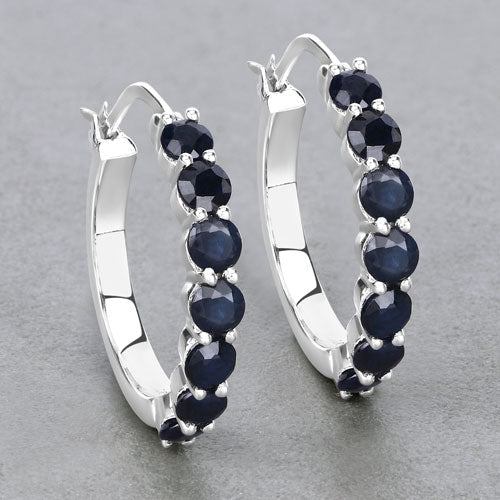 2.66 Carat Genuine Blue Sapphire .925 Sterling Silver Earrings on sale at MyriadMart