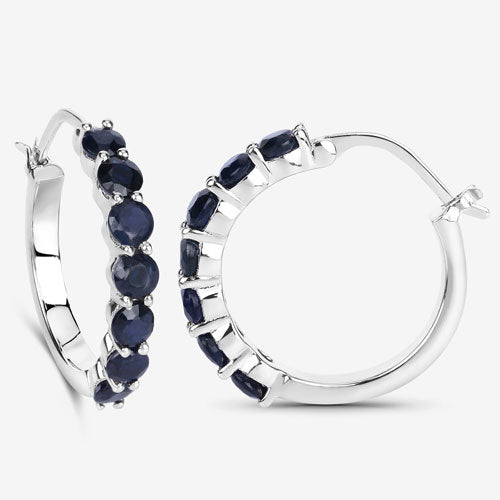 2.66 Carat Genuine Blue Sapphire .925 Sterling Silver Earrings on sale at MyriadMart
