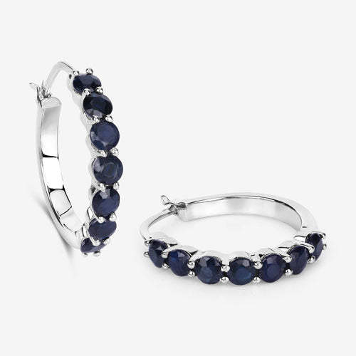 2.66 Carat Genuine Blue Sapphire .925 Sterling Silver Earrings on sale at MyriadMart