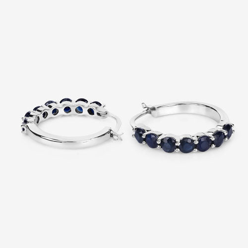 2.66 Carat Genuine Blue Sapphire .925 Sterling Silver Earrings on sale at MyriadMart