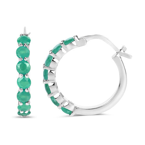 2.38 Carat Genuine Emerald .925 Sterling Silver Earrings on sale at MyriadMart