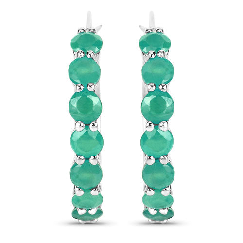 2.38 Carat Genuine Emerald .925 Sterling Silver Earrings on sale at MyriadMart