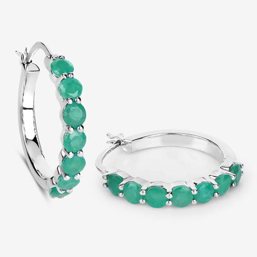 2.38 Carat Genuine Emerald .925 Sterling Silver Earrings on sale at MyriadMart