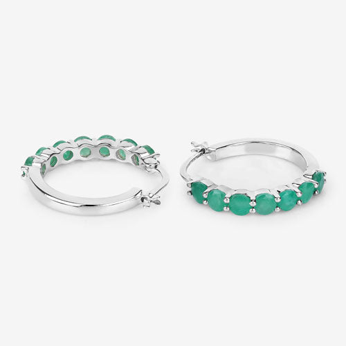 2.38 Carat Genuine Emerald .925 Sterling Silver Earrings on sale at MyriadMart