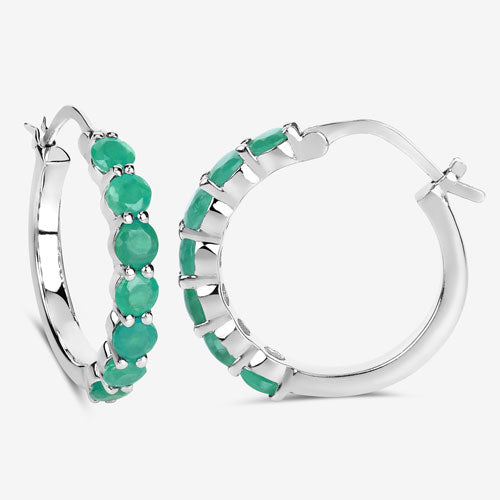 2.38 Carat Genuine Emerald .925 Sterling Silver Earrings on sale at MyriadMart