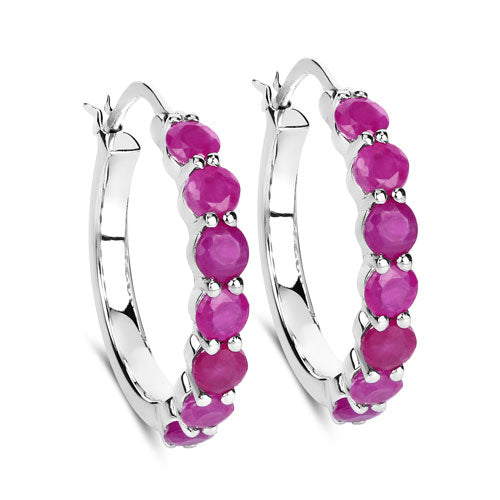 2.80 Carat Genuine Ruby .925 Sterling Silver Earrings on sale at MyriadMart