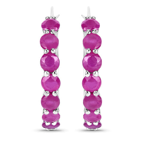 2.80 Carat Genuine Ruby .925 Sterling Silver Earrings on sale at MyriadMart