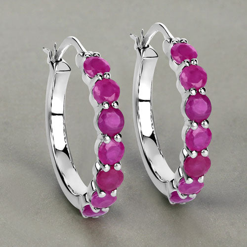 2.80 Carat Genuine Ruby .925 Sterling Silver Earrings on sale at MyriadMart