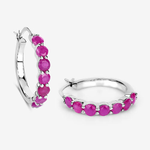 2.80 Carat Genuine Ruby .925 Sterling Silver Earrings on sale at MyriadMart
