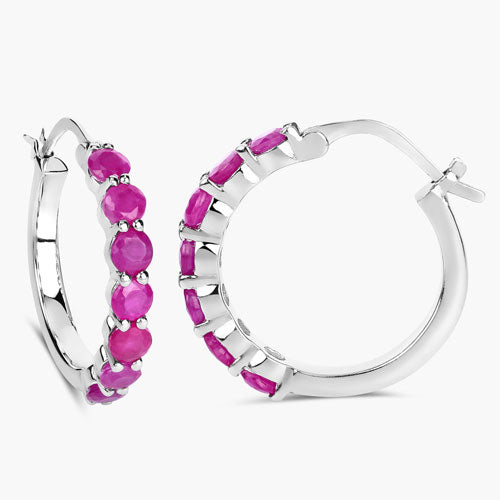 2.80 Carat Genuine Ruby .925 Sterling Silver Earrings on sale at MyriadMart