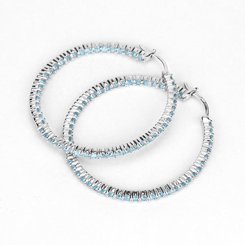 3.60 Carat Genuine Swiss Blue Topaz .925 Sterling Silver Earrings on sale at MyriadMart