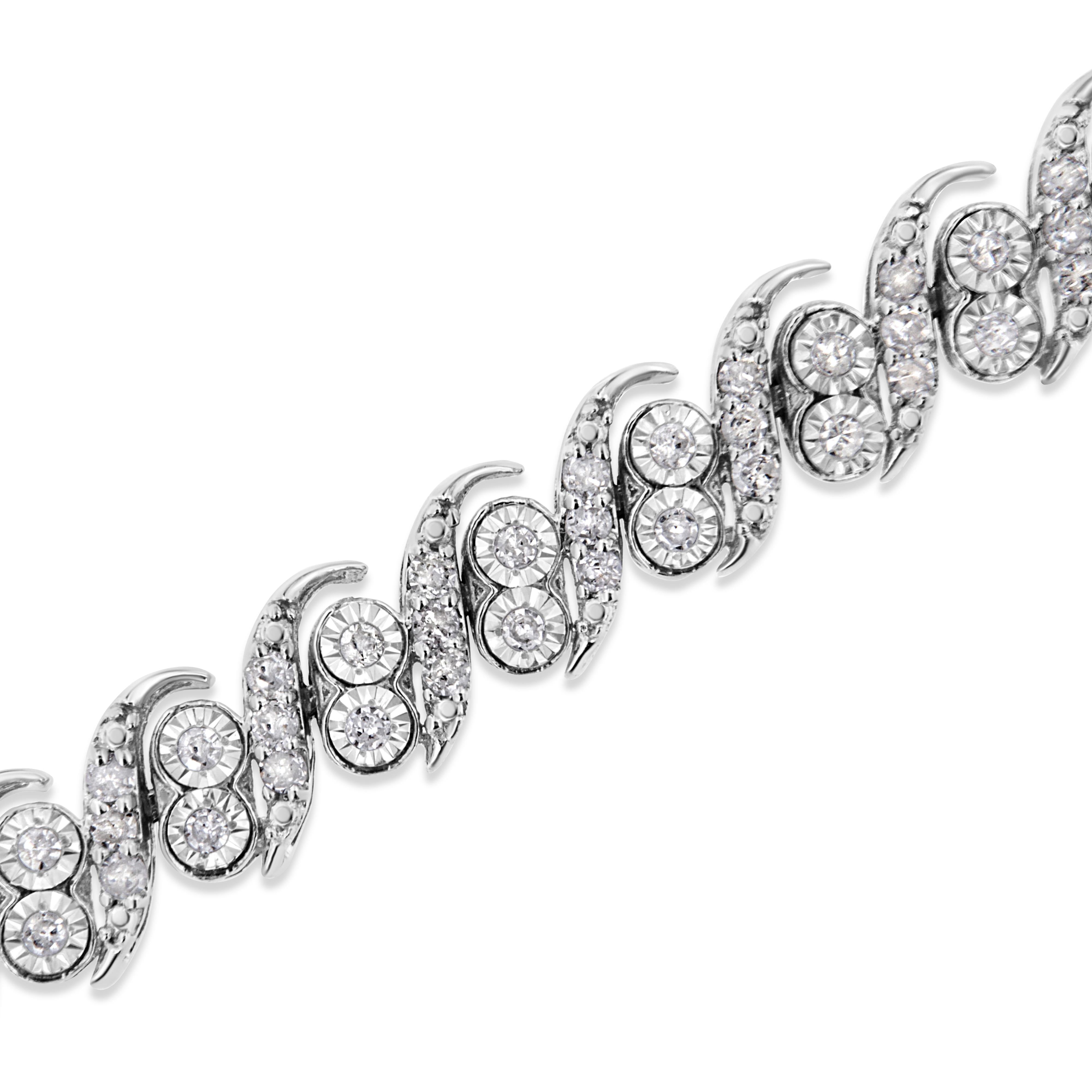 .925 Sterling Silver 2.0 Cttw Round-Cut Diamond "S" Link Bracelet I-J Color, I3 Clarity - 7.25" on sale at MyriadMart
