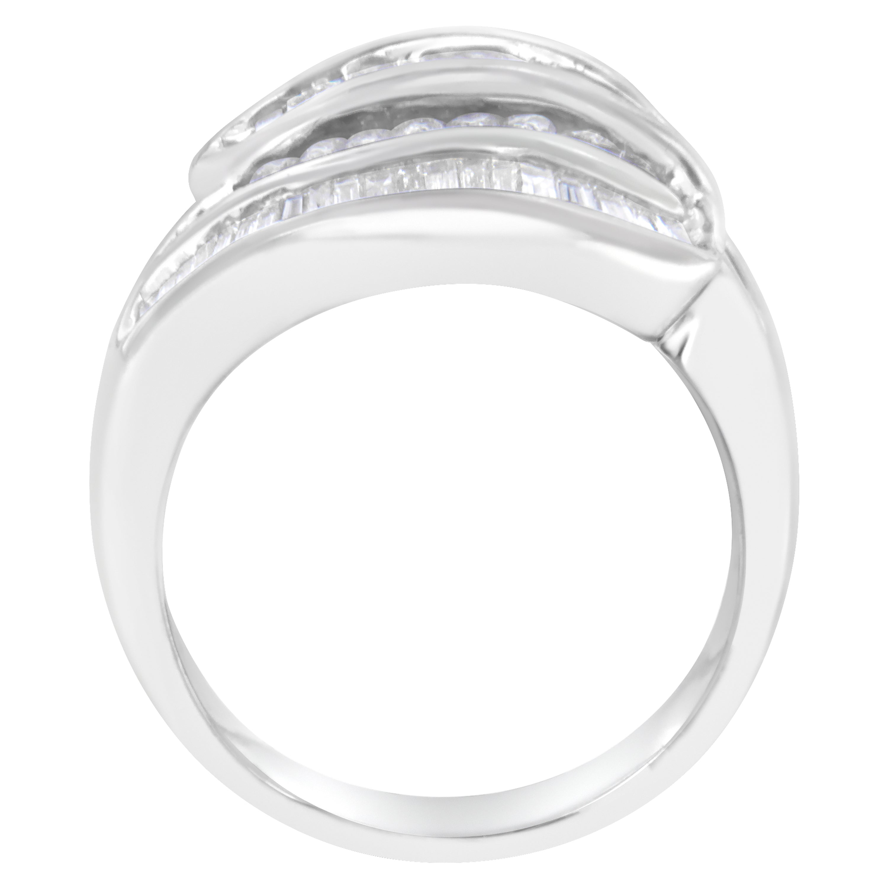 14KT White Gold Diamond Bypass Band Ring 1 cttw, H-I Color, SI1-SI2 Clarity on sale at MyriadMart