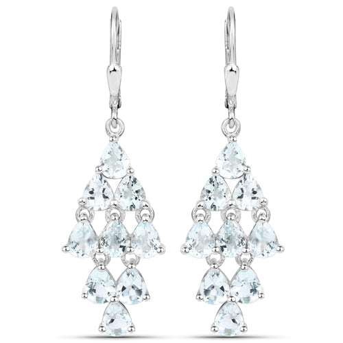 3.96 Carat Genuine Aquamarine .925 Sterling Silver Earrings on sale at MyriadMart
