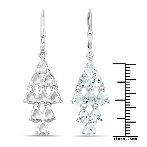 3.96 Carat Genuine Aquamarine .925 Sterling Silver Earrings on sale at MyriadMart