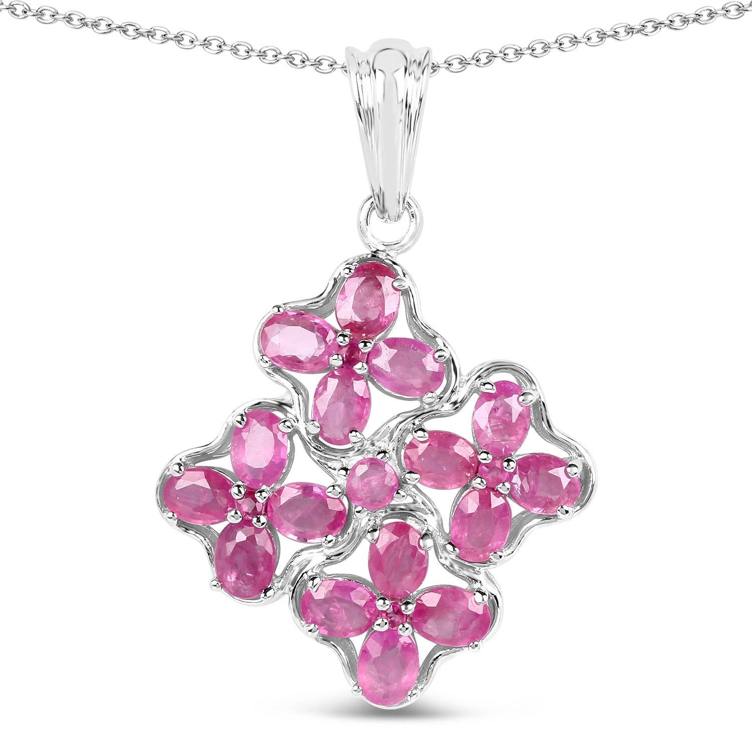 3.72 Carat Genuine Ruby .925 Sterling Silver Pendant on sale at MyriadMart