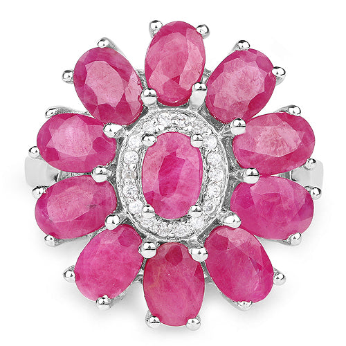5.83 Carat Genuine Ruby and White Zircon .925 Sterling Silver Ring on sale at MyriadMart
