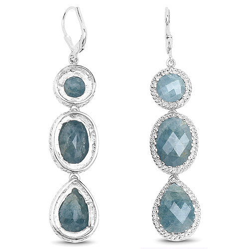 21.32 Carat Genuine Milky Aquamarine .925 Sterling Silver Earrings on sale at MyriadMart