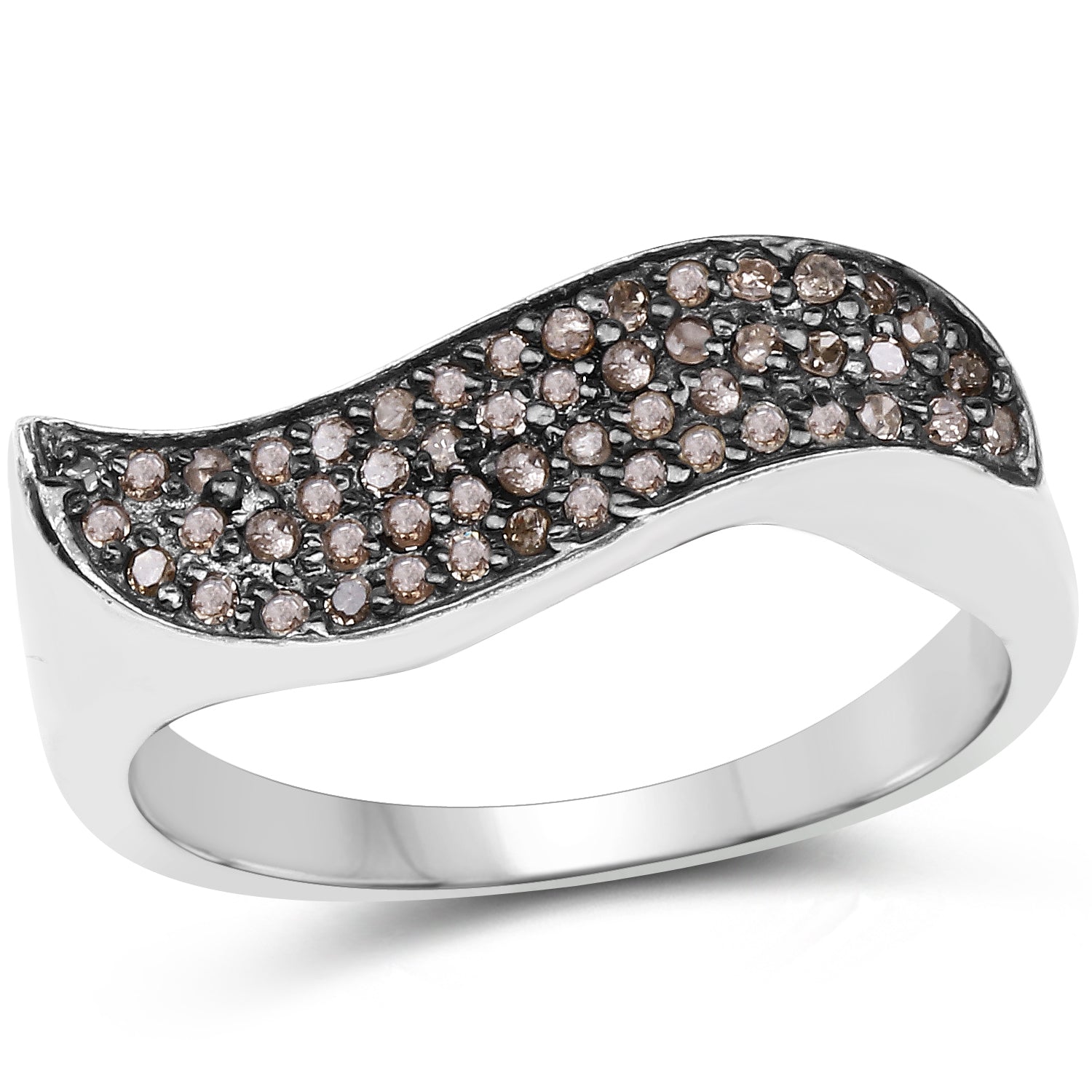 0.21 Carat Genuine Champagne Diamond .925 Sterling Silver Ring on sale at MyriadMart